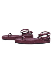 Current Boutique-Bettina Vermillon - Burgundy Textured Leather Strappy Sandals Sz 9