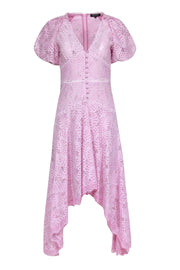 Current Boutique-Beulah - Pink Eyelet Short Sleeve Maxi Dress Sz S