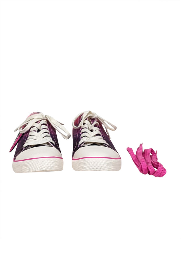Current Boutique-Bikkembergs -Pink & Purple Tie Dye Flame Print Sneakers Sz 9