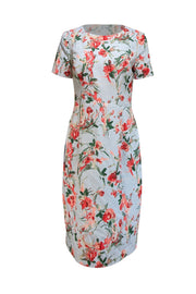 Current Boutique-Black Halo - Pale Blue &amp; Pink Floral Short Sleeve Dress Sz 10