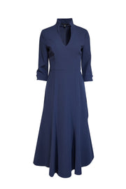 Current Boutique-Black Halo - Navy Collared Fit & Flare Midi Dress Sz 6