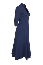 Current Boutique-Black Halo - Navy Collared Fit & Flare Midi Dress Sz 6
