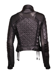 Current Boutique-Blanc Noir - Black Leather & Mesh Moto Jacket Sz L
