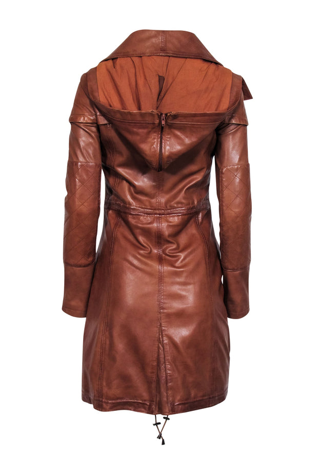 Current Boutique-Bod & Christensen - Chestnut Brown Long Leather Jacket Sz S