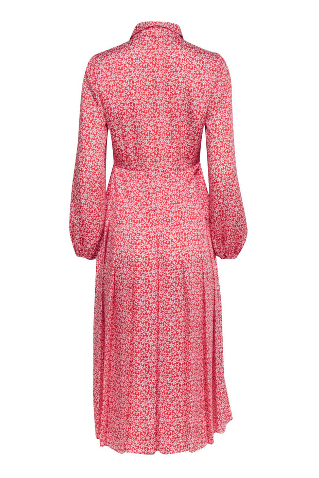 Current Boutique-Boden - Red & White Floral Long Sleeve Midi Dress Sz 4