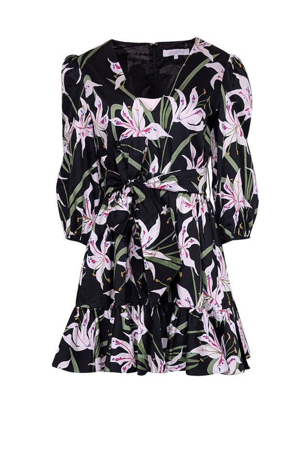 Current Boutique-Borgo De Nor - Black Floral Print "Anita" Dress Sz 8