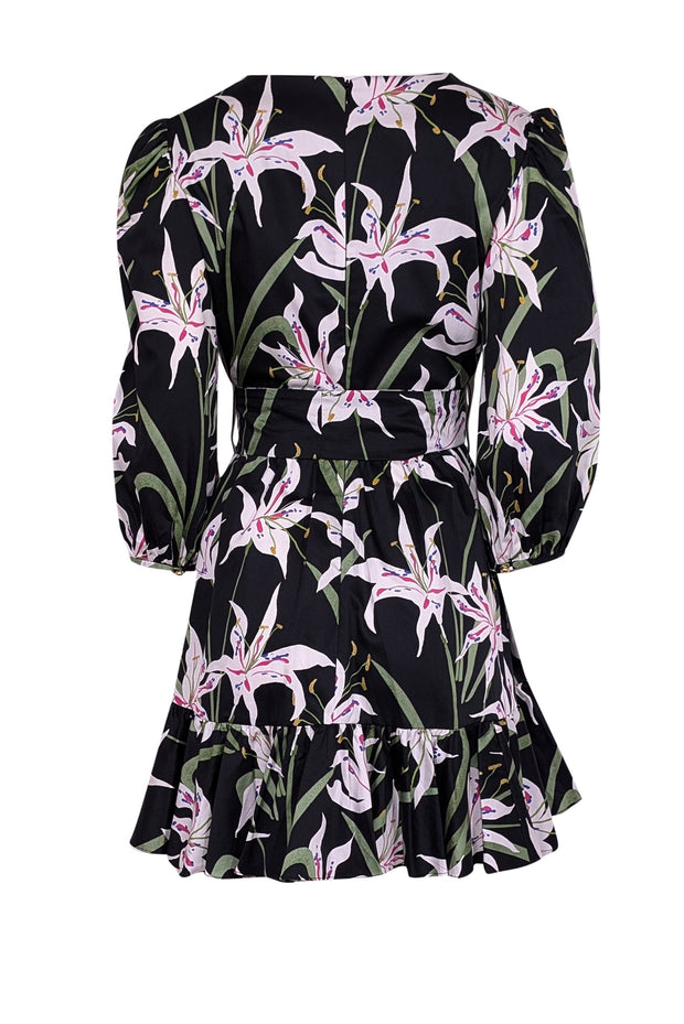 Current Boutique-Borgo De Nor - Black Floral Print "Anita" Dress Sz 8