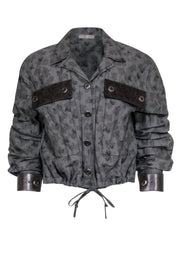 Current Boutique-Bottega Veneta - Grey Butterfly Print Utility Jacket Sz 8