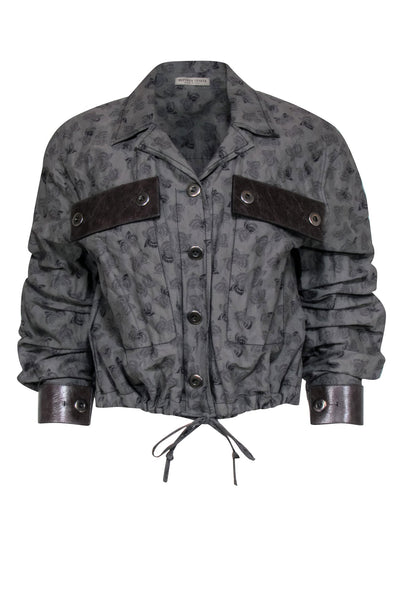 Current Boutique-Bottega Veneta - Grey Butterfly Print Utility Jacket Sz 8