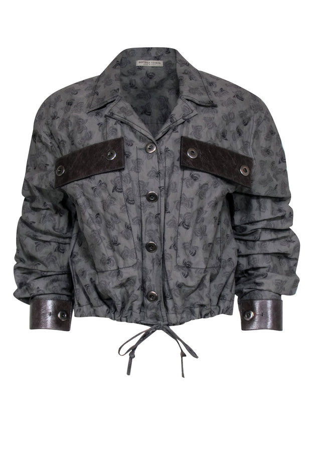 Current Boutique-Bottega Veneta - Grey Butterfly Print Utility Jacket Sz 8
