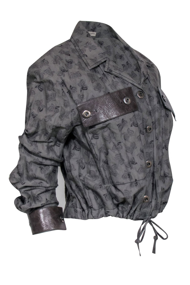 Current Boutique-Bottega Veneta - Grey Butterfly Print Utility Jacket Sz 8