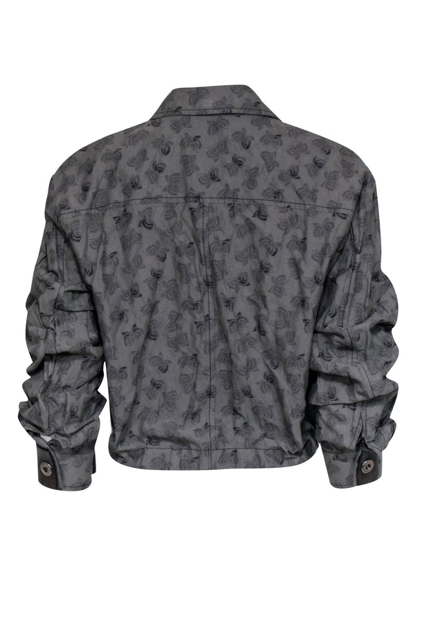 Current Boutique-Bottega Veneta - Grey Butterfly Print Utility Jacket Sz 8
