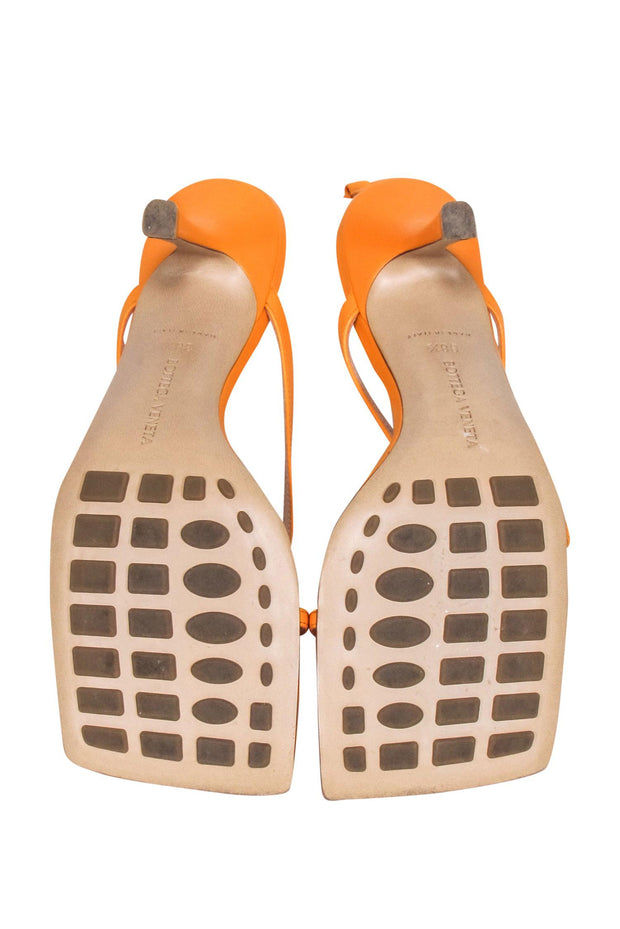 Current Boutique-Bottega Veneta - Orange Leather Square Open Toe Pump Sz 8.5