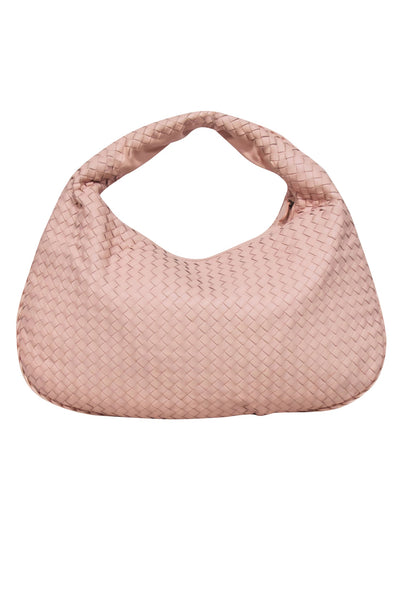 Current Boutique-Bottega Veneta - Blush Pink Woven Leather "Intrecciato"Shoulder Bag