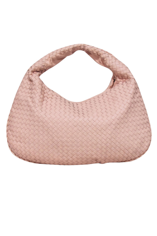 Current Boutique-Bottega Veneta - Blush Pink Woven Leather "Intrecciato"Shoulder Bag