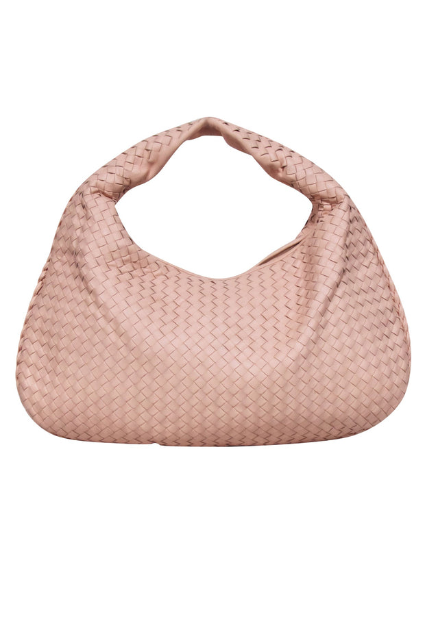Current Boutique-Bottega Veneta - Blush Pink Woven Leather "Intrecciato"Shoulder Bag
