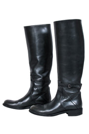 Current Boutique-Bottega Veneta - Black Leather Tall Riding Boots Sz 6.5
