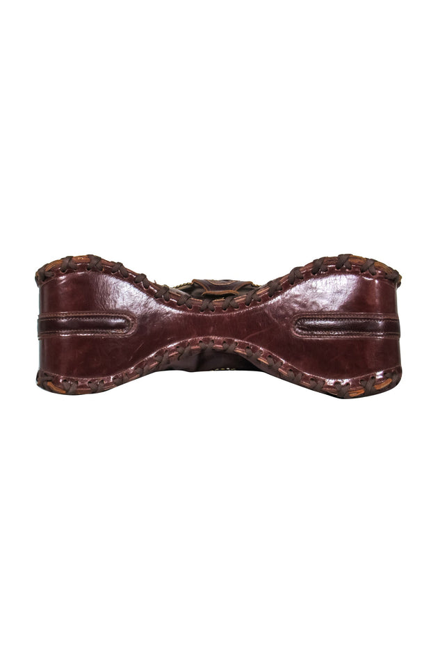Current Boutique-Bracher Edmen - Brown Leather Jewel Detail Butterfly Shoulder Bag