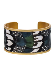 Current Boutique-Brackish - Green, Navy, & Gold Feather Cuff Bracelet