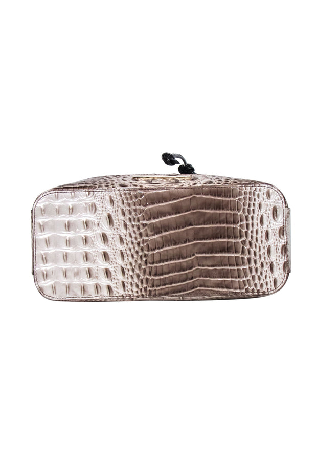 Current Boutique-Brahmin - Beige & Black Reptile Textured Large Bucket Bag