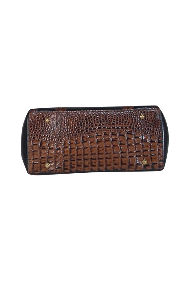 Current Boutique-Brahmin - Black Leather w/ Brown Croc Embossed Trim Handbag