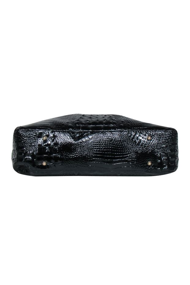 Current Boutique-Brahmin - Black Patent Leather Croc-Embossed Tote Bag
