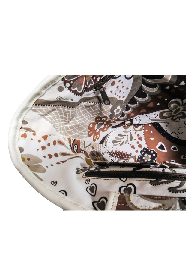 Current Boutique-Brighton - Beige Straw Tote Bag w/ Leather Flowers