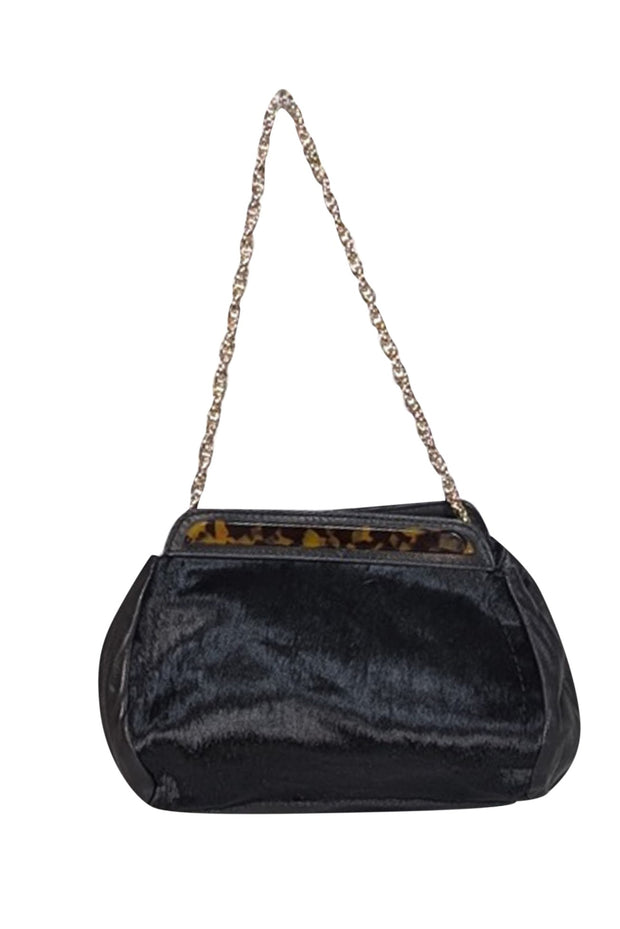 Current Boutique-Brooks Brothers - Black Calf Hair Chain Strap Handbag