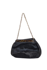 Current Boutique-Brooks Brothers - Black Calf Hair Chain Strap Handbag