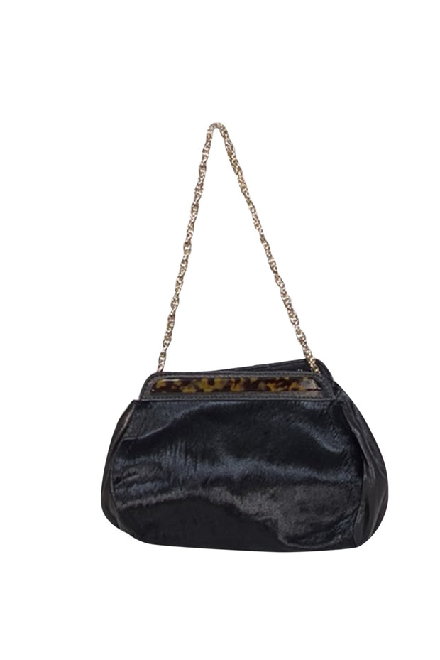 Current Boutique-Brooks Brothers - Black Calf Hair Chain Strap Handbag