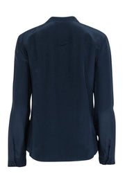 Current Boutique-Brooks Brothers - Navy Silk Blouse w/ Ruffled Button Placket Sz M