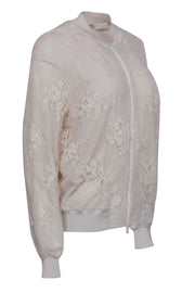 Current Boutique-Brunello Cucinelli - Beige Lace Bomber Jacket Sz 10