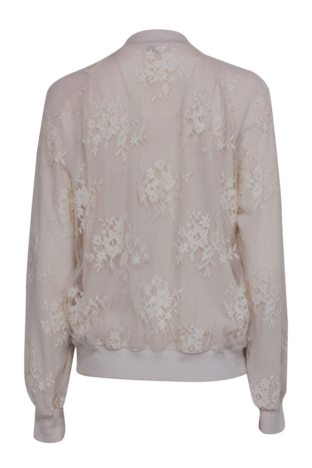 Current Boutique-Brunello Cucinelli - Beige Lace Bomber Jacket Sz 10