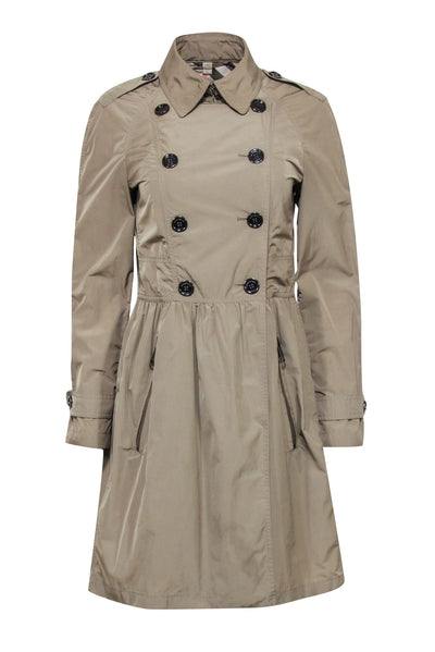 Current Boutique-Burberry Brit - Beige Ruched Waist Trench Coat Sz 8