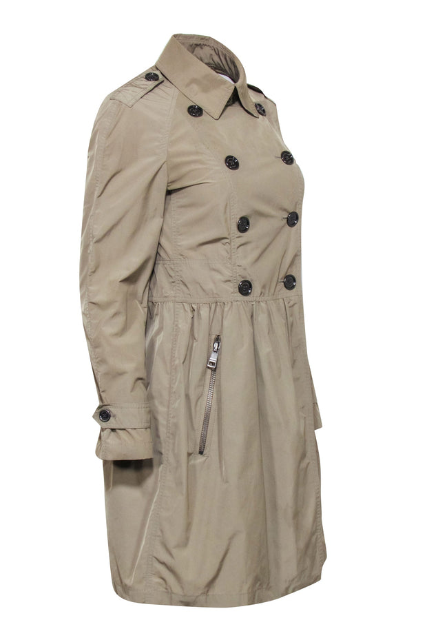 Current Boutique-Burberry Brit - Beige Ruched Waist Trench Coat Sz 8