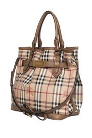 Current Boutique-Burberry - Beige Signature Plaid Large Bucket Bag