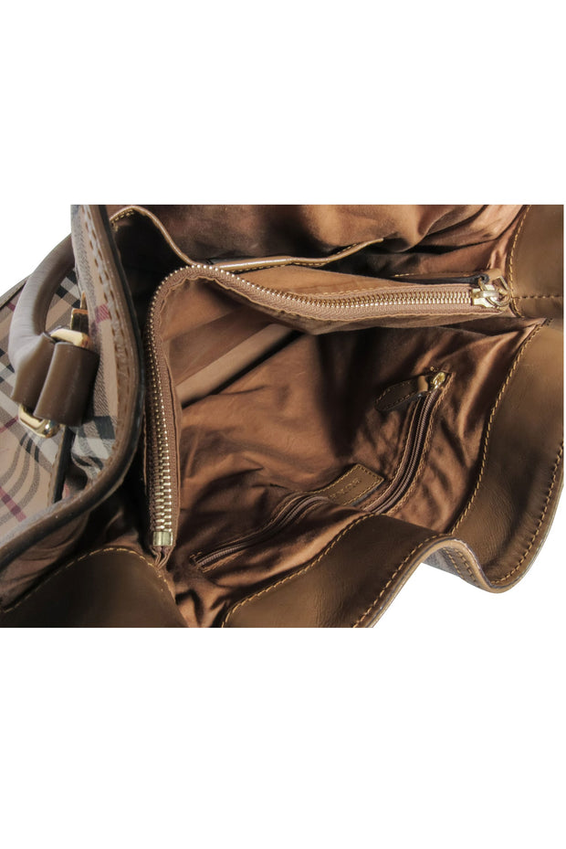 Current Boutique-Burberry - Beige Signature Plaid Large Bucket Bag