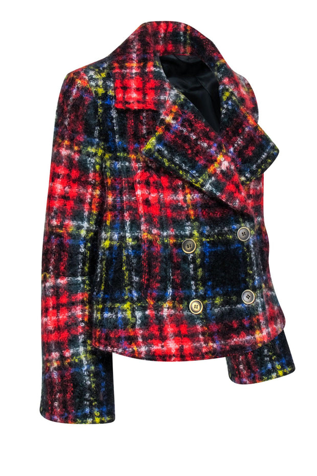 Current Boutique-Burberry - Red & Multi Color Plaid Cropped Coat Sz M