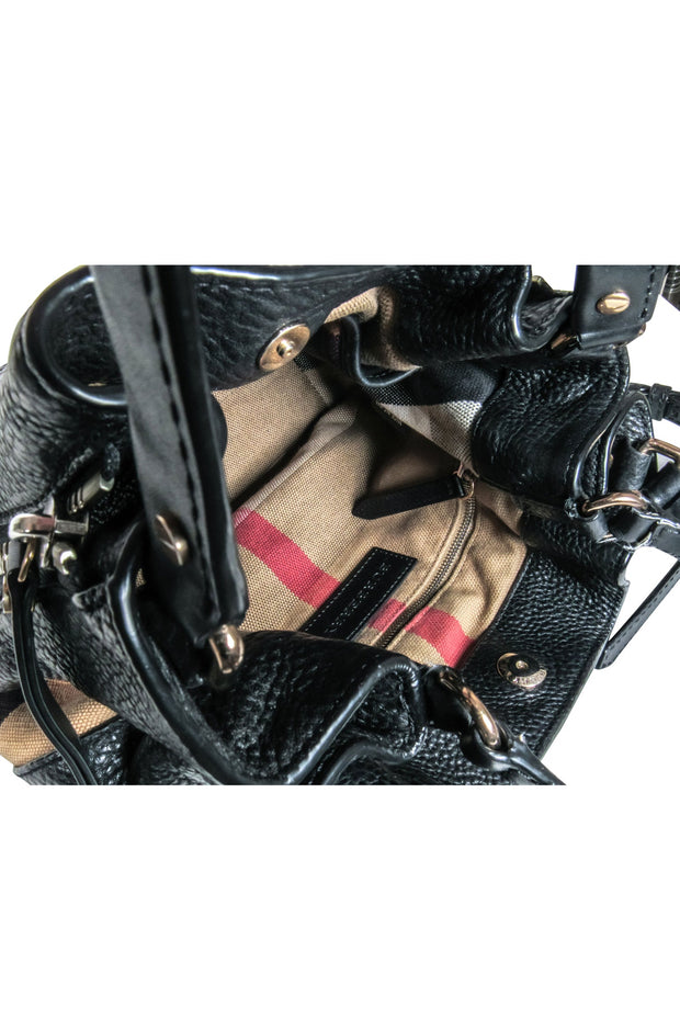 Current Boutique-Burberry - Black Leather w/ Signature Plaid Sides Crossbody Bag