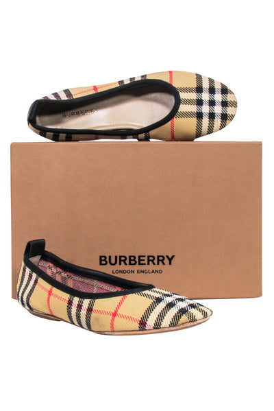 Current Boutique-Burberry - Beige Signature Plaid Flat Shoes Sz 7.5