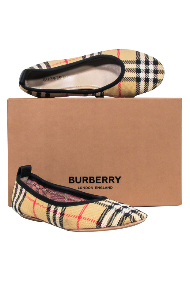 Current Boutique-Burberry - Beige Signature Plaid Flat Shoes Sz 7.5