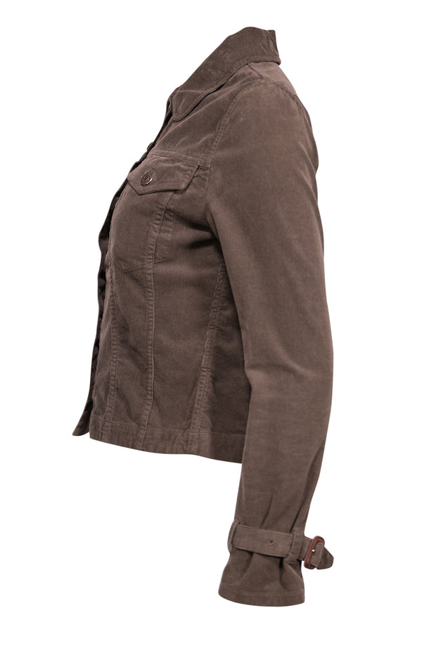 Current Boutique-Burberry - Olive Green Corduroy Button Jacket Sz 4