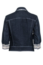 Current Boutique-Burberry - Dark Wash Denim Jacket w/ Plaid Cuffs Sz 10