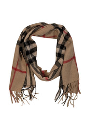 Burberry - Beige Signature Plaid Cashmere Scarf - Current Boutique