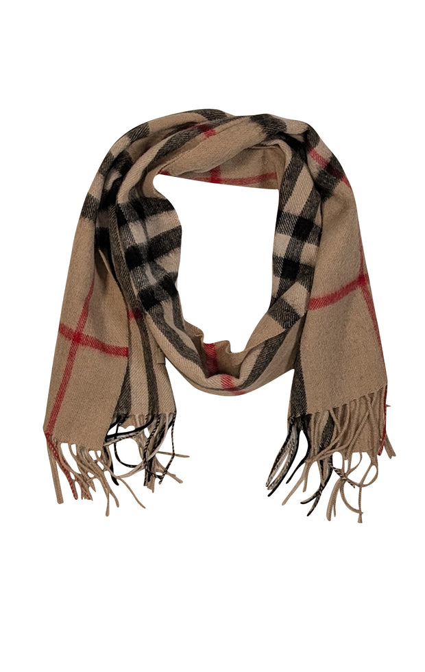 Burberry - Beige Signature Plaid Cashmere Scarf - Current Boutique