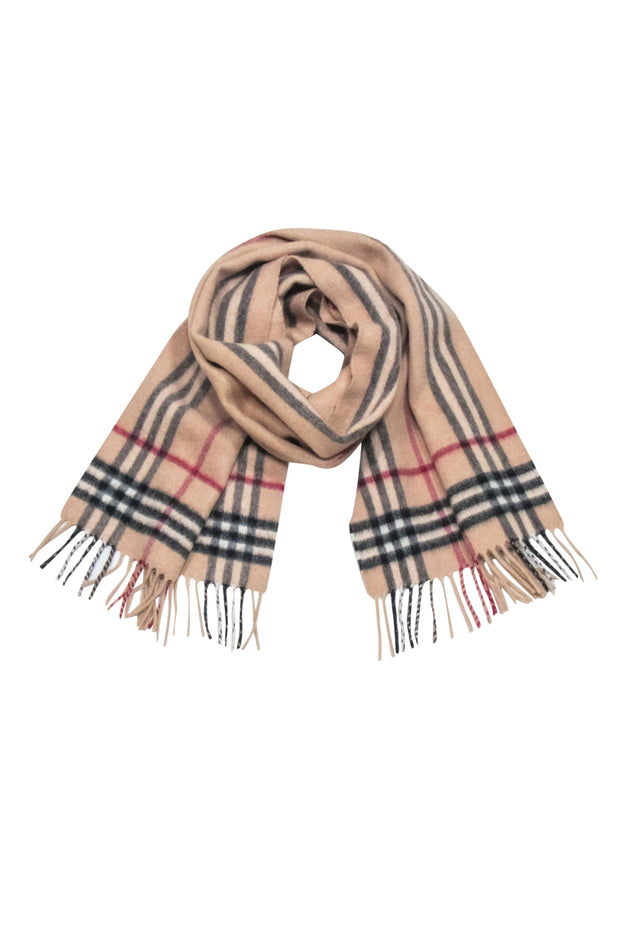 Current Boutique-Burberry - Beige Signature Plaid Cashmere & Wool Blend Scarf