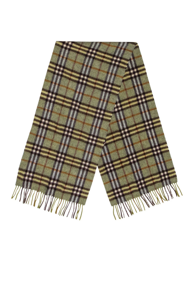 Current Boutique-Burberry - Green & Brown Plaid Cashmere Scarf