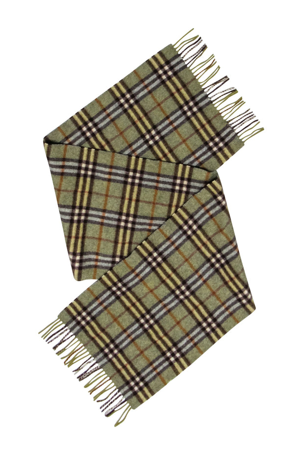 Current Boutique-Burberry - Green & Brown Plaid Cashmere Scarf