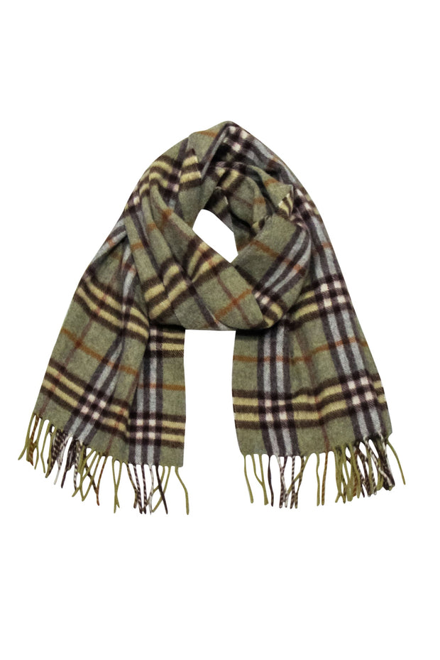 Current Boutique-Burberry - Green & Brown Plaid Cashmere Scarf