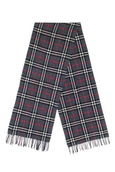 Current Boutique-Burberry - Grey, Black, & Red Plaid Cashmere Scarf